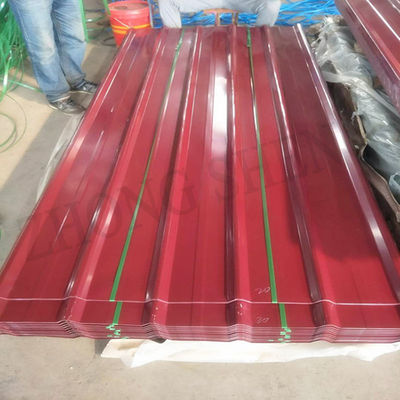 Brick Red Z180g 4x8 色塗装されたPPGI波紋鋼屋根シート 完全な硬度鋼板製造