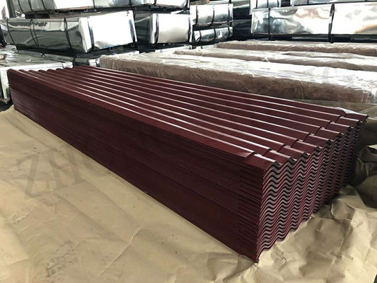 Brick Red Z180g 4x8 色塗装されたPPGI波紋鋼屋根シート 完全な硬度鋼板製造
