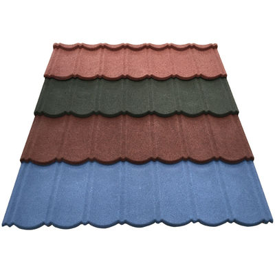 直接供給 赤 青 黒 色彩 石 覆い 金属 屋根 タイル 1340mm*420mm*0.4mm 防火 屋根 の 利点